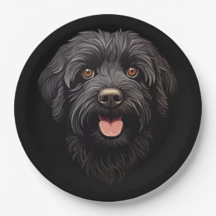 Prato De Papel Labradoodle Black Dog