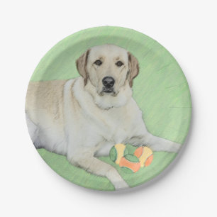 Prato De Papel Labrador Amarelo - Impressão de Retriever e Tênis
