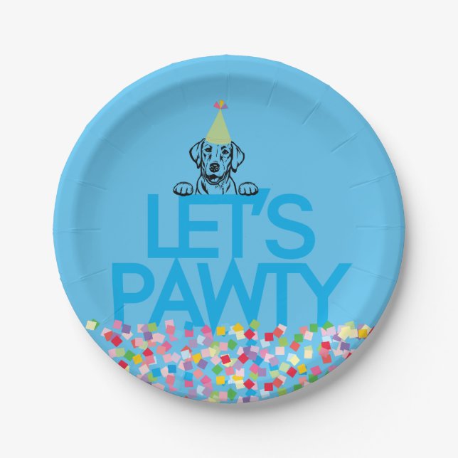 Prato De Papel Labrador Party Lt. Blue Paper Plates (Frente)