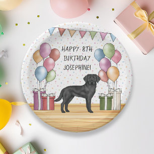 Prato De Papel Labrador Retriever Preto Lab Cachorro Aniversário 