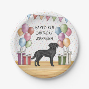 Prato De Papel Labrador Retriever Preto Lab Cachorro Aniversário