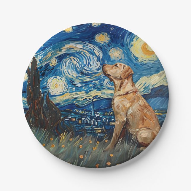 Prato De Papel Labrador Retriever Yellow Lab Dog StarNight (Frente)