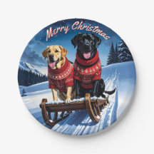 Labradores Sled Ride Christmas