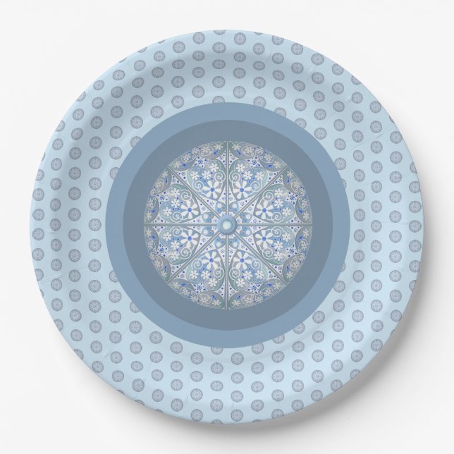 Prato De Papel Lace cerâmico Azul claro (Frente)