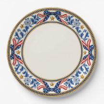 Laço Floral Patriótico Vermelho Branco e Azul Eleg