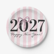 Laço Listrado Rosa Chic Festa de Ano Novo 2027