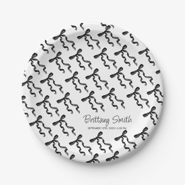 Prato De Papel Laço Preto  (Frente)