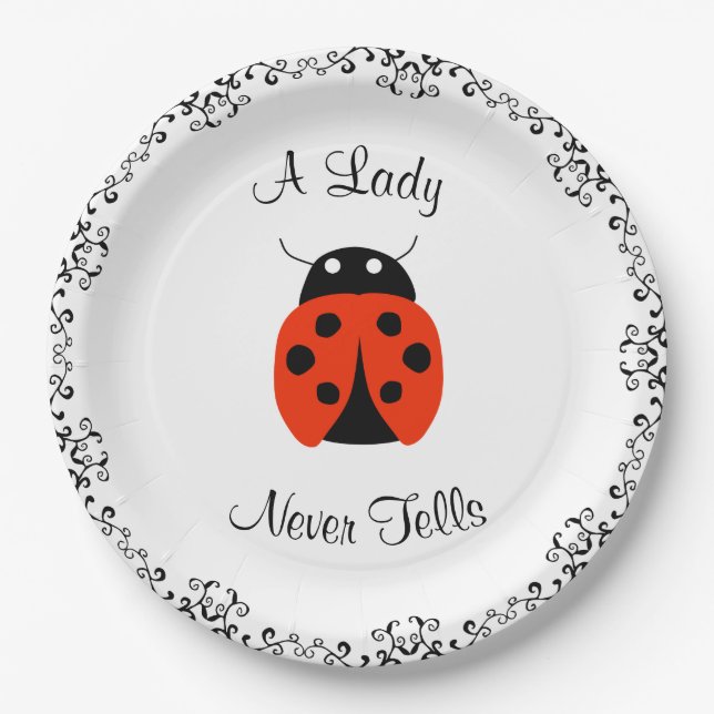 Prato De Papel Lady Bug - Uma Dama Nunca Diz Personalizada (Frente)