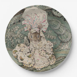 Prato De Papel Lady Mouse em um Boné Mob (por Beatrix Potter)