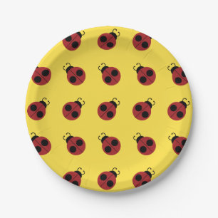Prato De Papel Ladybug 60s retro legal vermelho