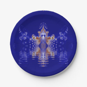 Prato De Papel Lagoa da Coroa Cristal Azul Fractal