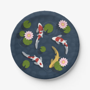 Prato De Papel Lagoa de peixes de Koi do japonês