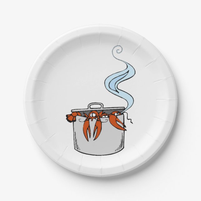 Prato De Papel Lagosta engraçada em um Pote (Frente)