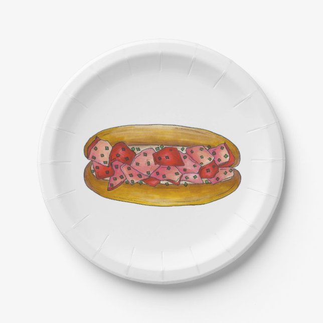 Prato De Papel Lagosta Roll Sandwich Portland Maine Foodie Plates (Frente)