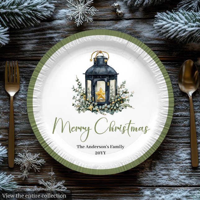 Prato De Papel Lanterna de Natal Boho Moderna em Cores Neutras (Modern Boho Christmas Lantern in Neutral Colors

)