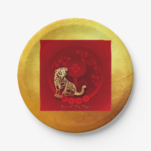 Prato De Papel Lanterna de sorte Chinesa Tigre Ano de saudação 