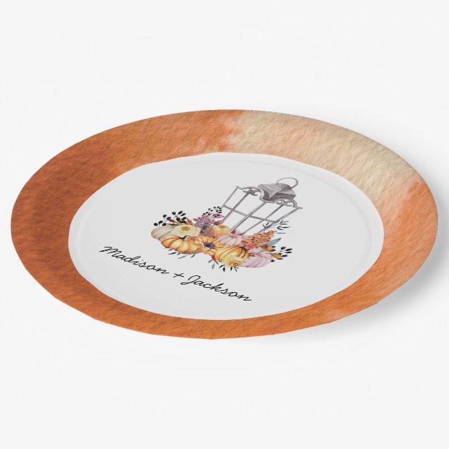 Prato De Papel Lanterna Watercolor Autumn Personalizado (Inclinado)