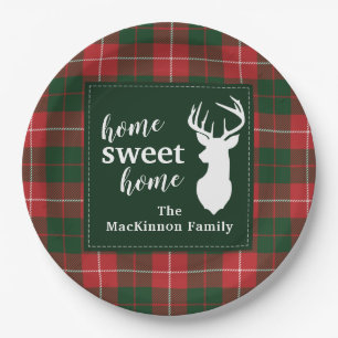 Prato De Papel Lar Doce Natal Família Tartan MacKinnon