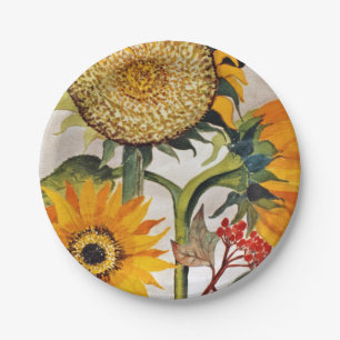 Prato De Papel Laranja Amarelo Sorrindo Arte de Girassol
