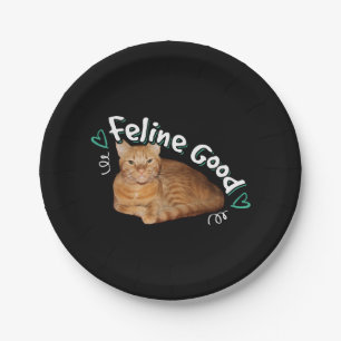 Prato De Papel Laranja Cat - Felino Bom Pun