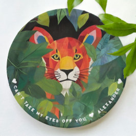 Prato De Papel Laranja Divertida Safari Tigre Colorido Jungle Pin