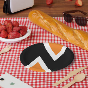 Prato De Papel Laranja E Preto - Letra N Placas Em Papel