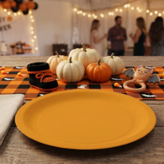 Prato De Papel Laranja Halloween