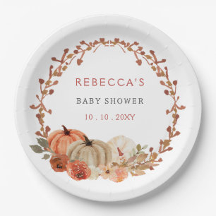Prato De Papel Laranja Pequeno Abóbora Sexo Chá de fraldas Neutro