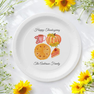 Prato De Papel Laranja Pumpkin Ação de Graças