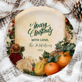 Prato De Papel Laranja Seco Russo e Natal Fruta