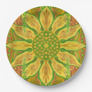 Prato De Papel Laranja verde-amarelado-amarelo-do-cheiro-da-flor
