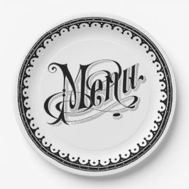 Prato De Papel Largura de Menu Antiquada Vintage