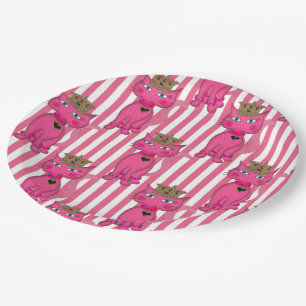 Prato De Papel Largura Rosa Gatinho,Stripes 5AO-PAPER PLATAS