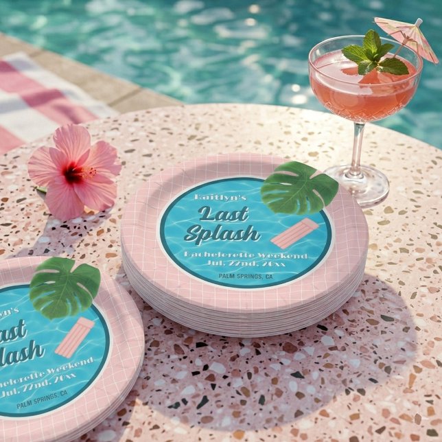 Prato De Papel Last Splash Bachelorette Weekend Pool Party (Criador carregado)