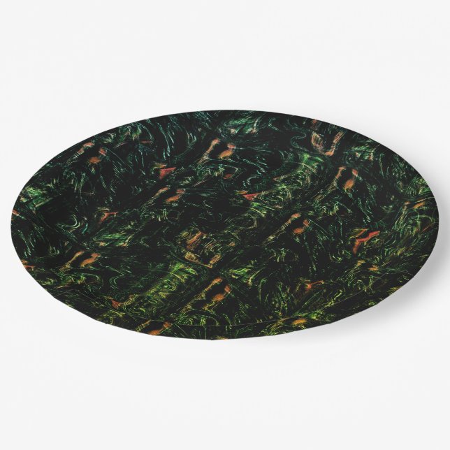 Prato De Papel Latido de árvore sob vidro martelado verde (Inclinado)