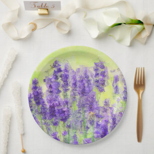 Prato De Papel Lavanda Amarelo Aquarela Floral