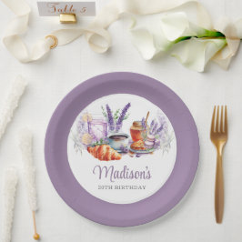 Prato De Papel Lavanda de Watercolor Brunthday Personalizado