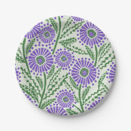 Prato De Papel Lavanda Verde e Impressão de Bloco Branco