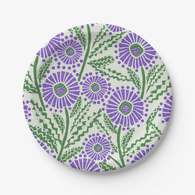 Prato De Papel Lavanda Verde e Impressão de Bloco Branco (Frente)