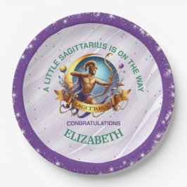 Prato De Papel Lavender and Green Sagittarius Zodiac Baby Shower