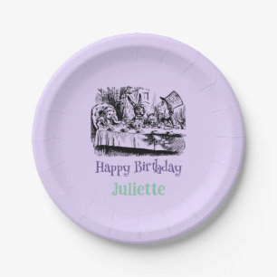 Prato De Papel Lavender Happy Birthday Alice Wonderland