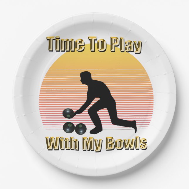 Prato De Papel Lawn Bowls: Hora De Brincar Com Meus Bolinhos, (Frente)