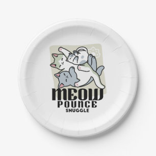 Prato De Papel Lazer - Design de Gatos Preguiçosos