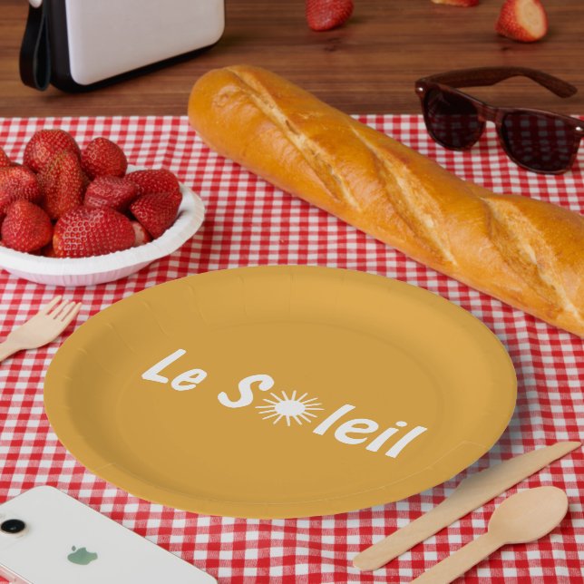 Prato De Papel Le Soleil Sunshine francês Cores personalizadas  (Piquenique)