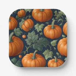 Prato De Papel Leafy Pumpkin Patch
