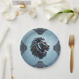 Prato De Papel Leão cibernético Fusão de energia e tecnologia