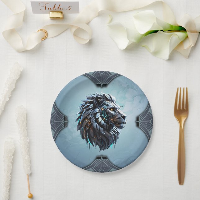 Prato De Papel Leão cibernético Fusão de energia e tecnologia (Casamento)