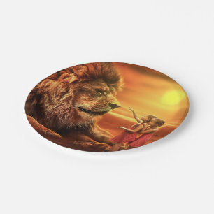 Prato De Papel Leão e Meninas