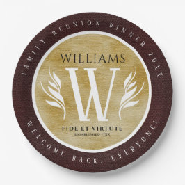 Prato De Papel Leather Leaf & Vintage Paper Surname Motto