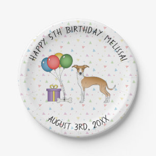 Prato De Papel Lebre e Cachorro Italiano Cinza Branco Aniversário